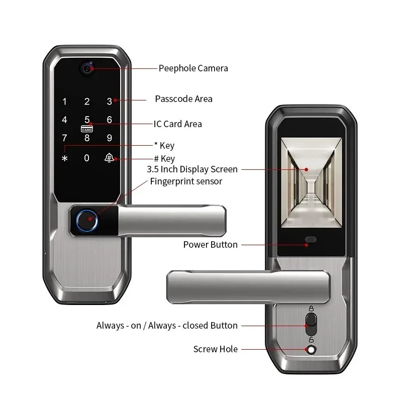 Smart Door Lock Wifi - Fechadura Inteligente Tuya WiFi com Câmera