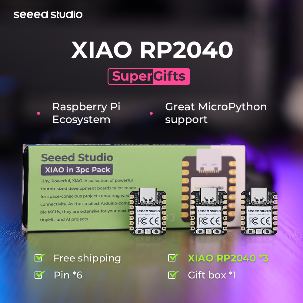 Microcontroller Kit - XIAO-RP2040 -Seeed estúdio microcontrolador, Dual-Core ARM