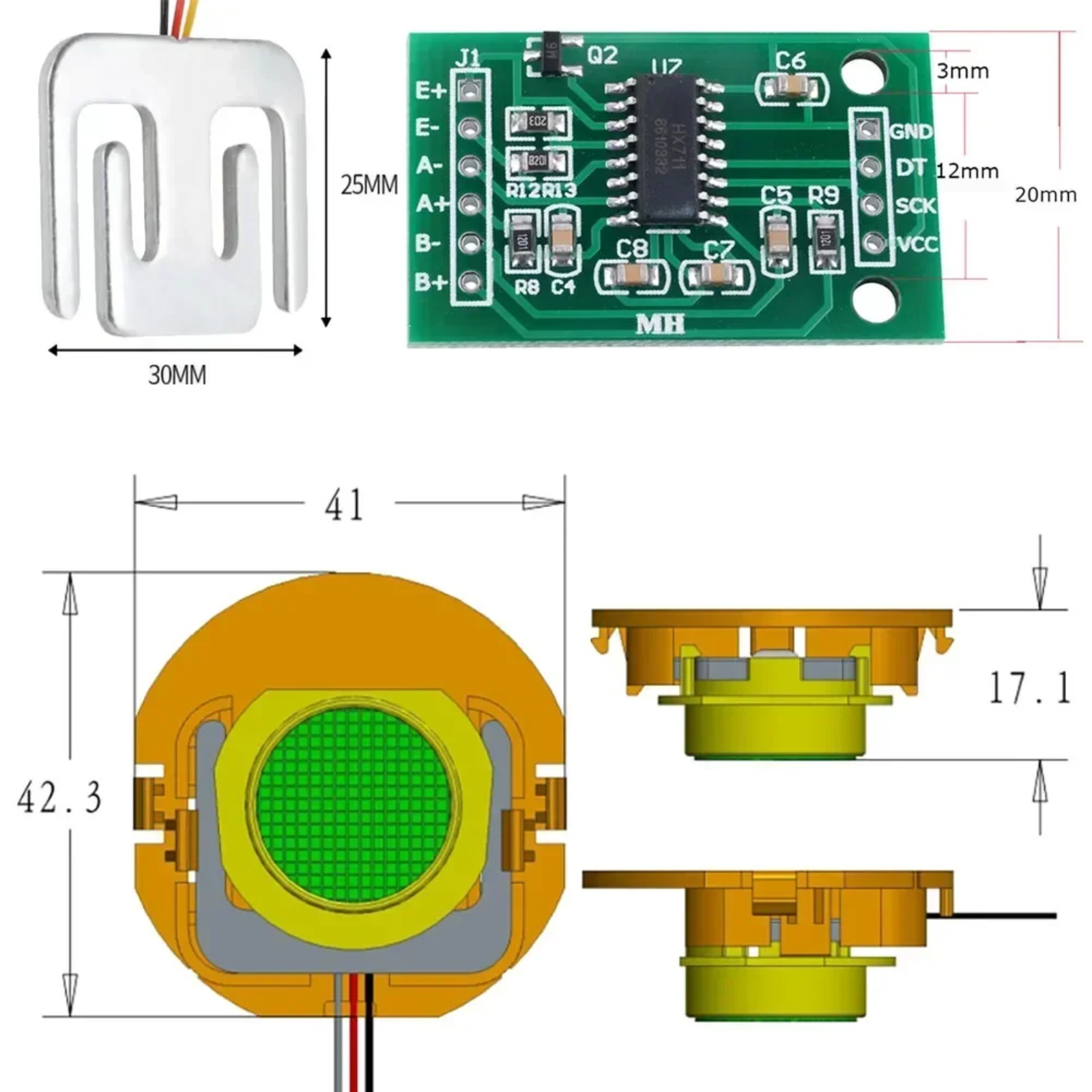 Sensor Kit Arduino - Sensor de Peso DIYmall 50KG com